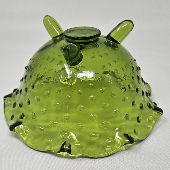 VIKING GLASS green ruffle hobnail dish vintage - Picture 9 of 16